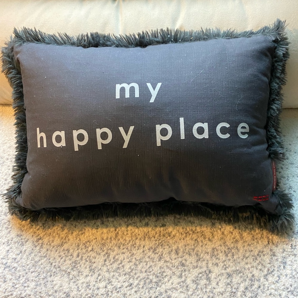 Peace Love World Dark Gray Accent Pillow